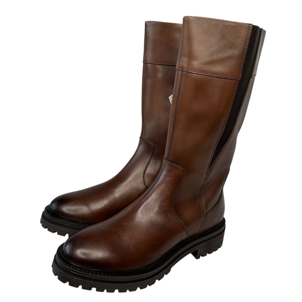 Geox Respira Eleana Brown Leather Lug Sole Combat Moto Boots EU40/US10 - Picture 4 of 13